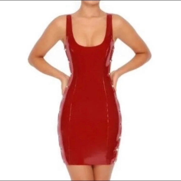 Oh Polly | Dresses | Oh Polly Red Vinyl Dress | Poshmark